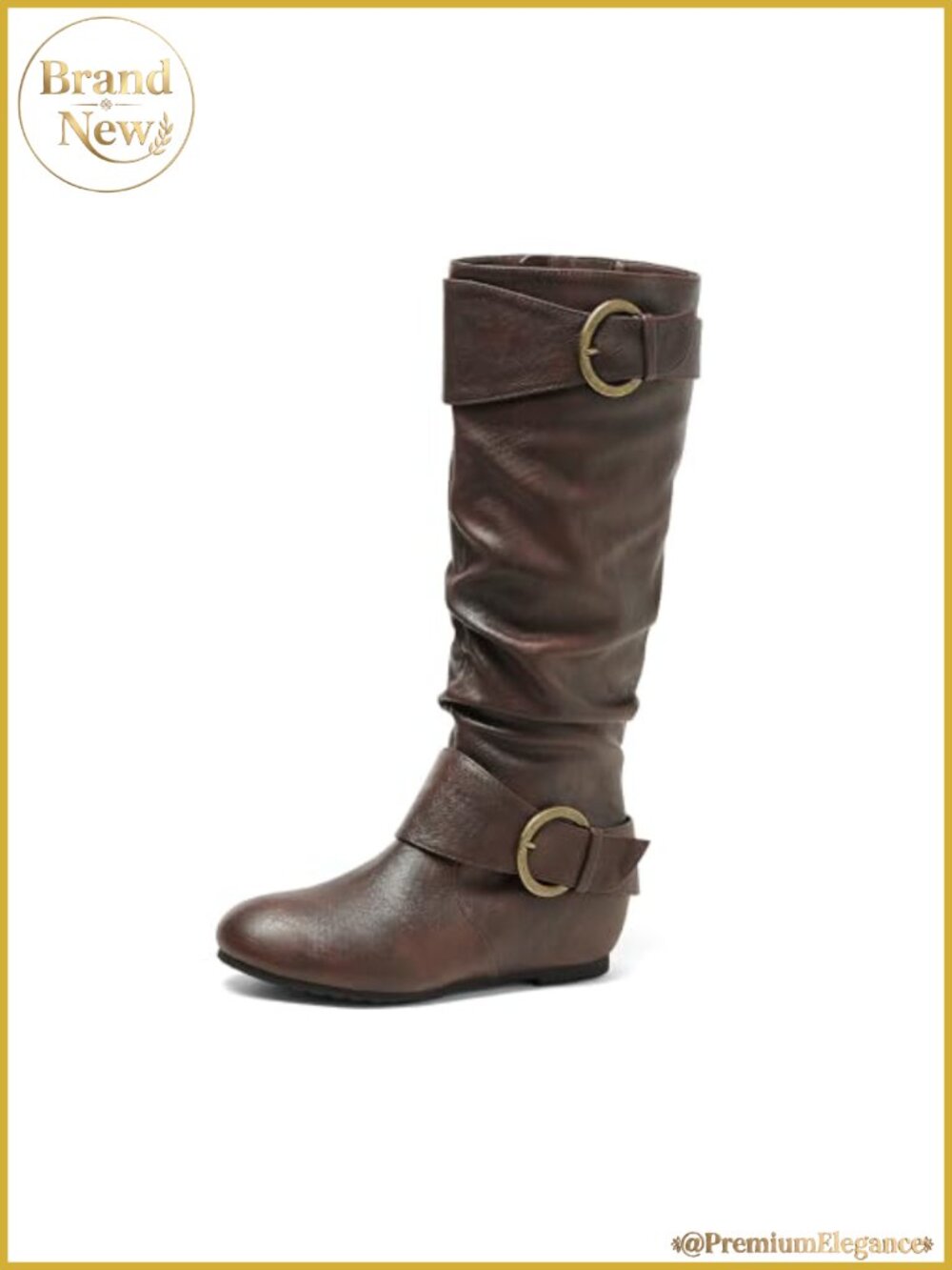Knee High Low Hidden Wedge Boots With Side Zip & Faux Fur Lining